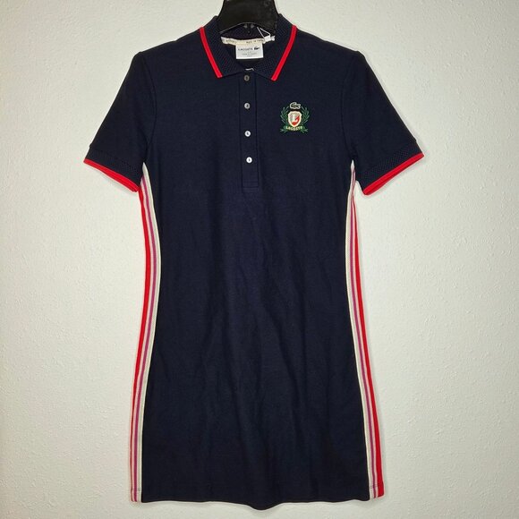 Lacoste Dresses & Skirts - NWT LACOSTE USA Women's Short-Sleeve Side-Stripe Polo Dress